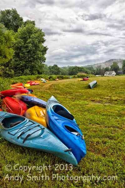 Kayaks and Canoes at Dawn at  Milanville, Pennsylvania